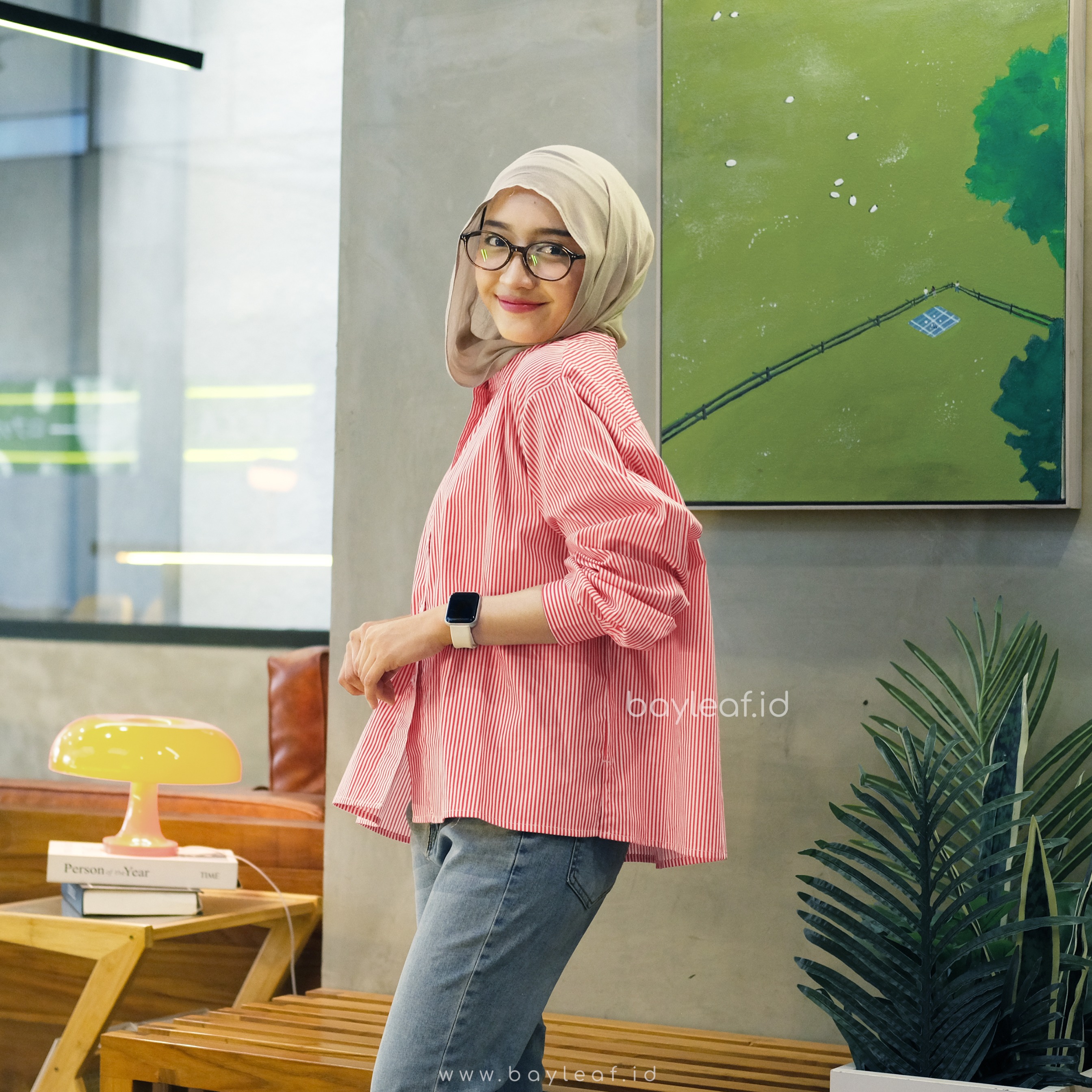 Femora Striped Shirt | Kemeja Kerja Casual Wanita Motif Garis