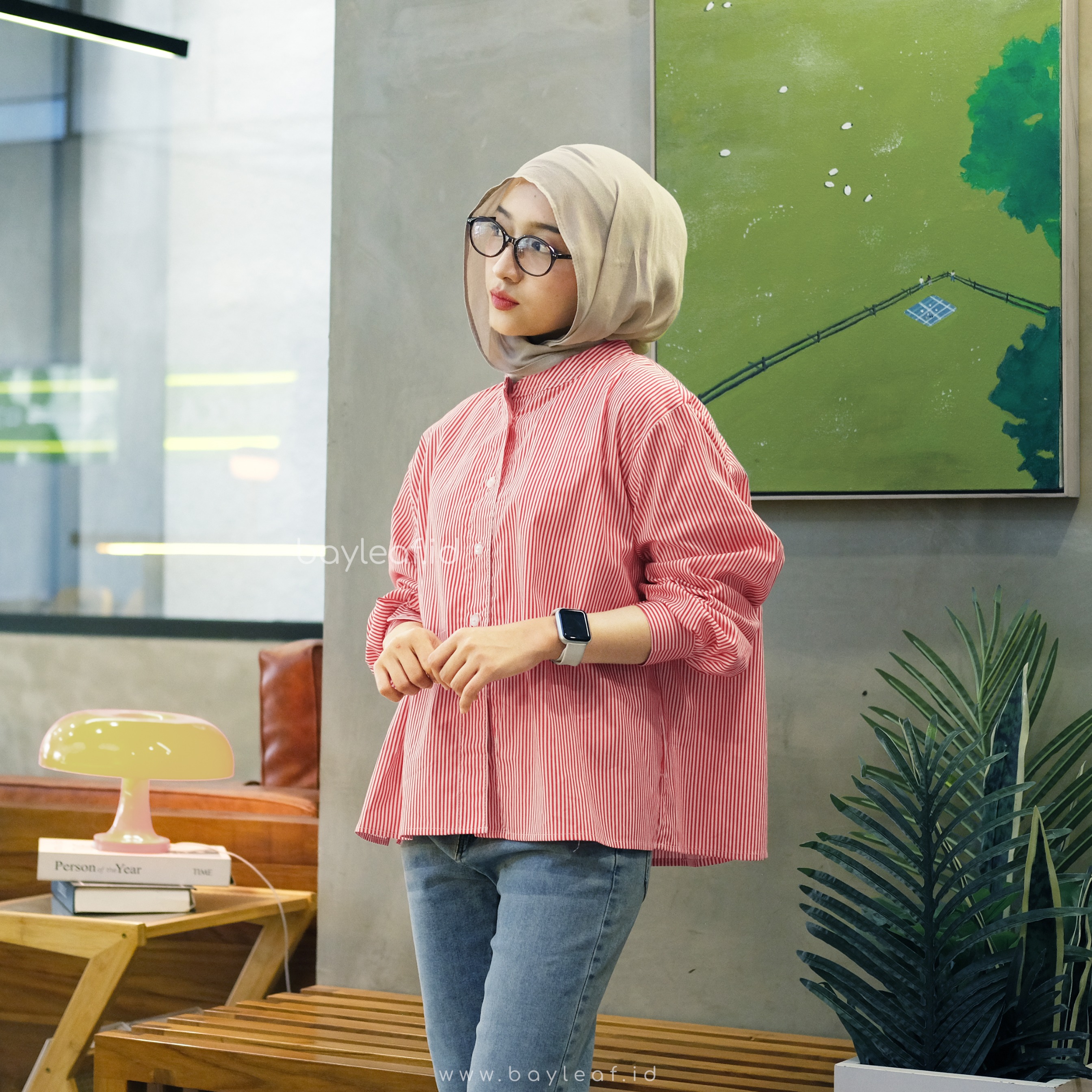 Femora Striped Shirt | Kemeja Kerja Casual Wanita Motif Garis