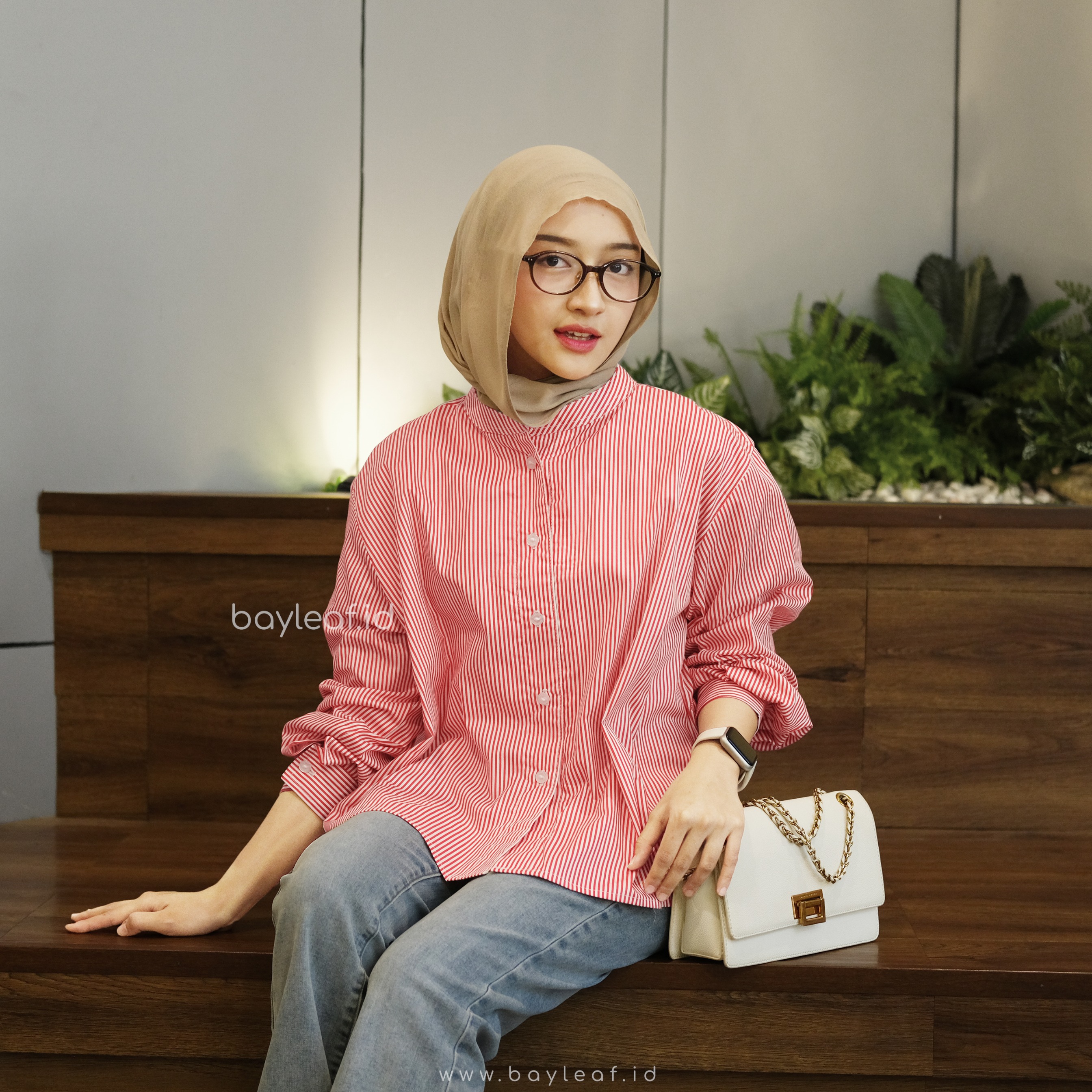 Femora Striped Shirt | Kemeja Kerja Casual Wanita Motif Garis
