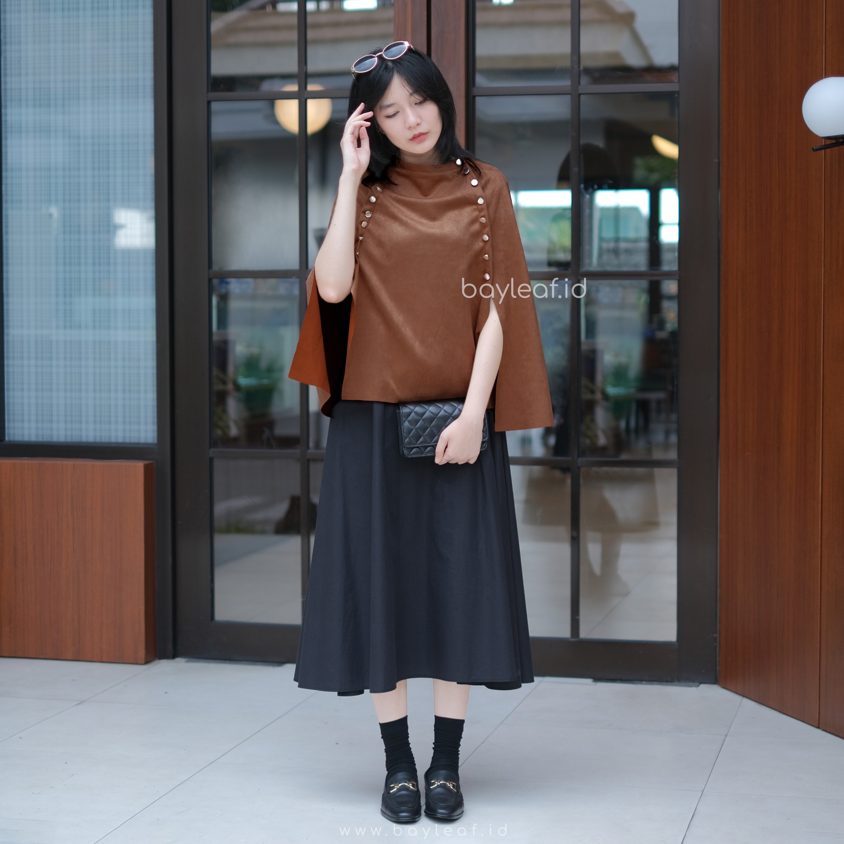 Jade Cape Top Suede Outer Wanita Premium
