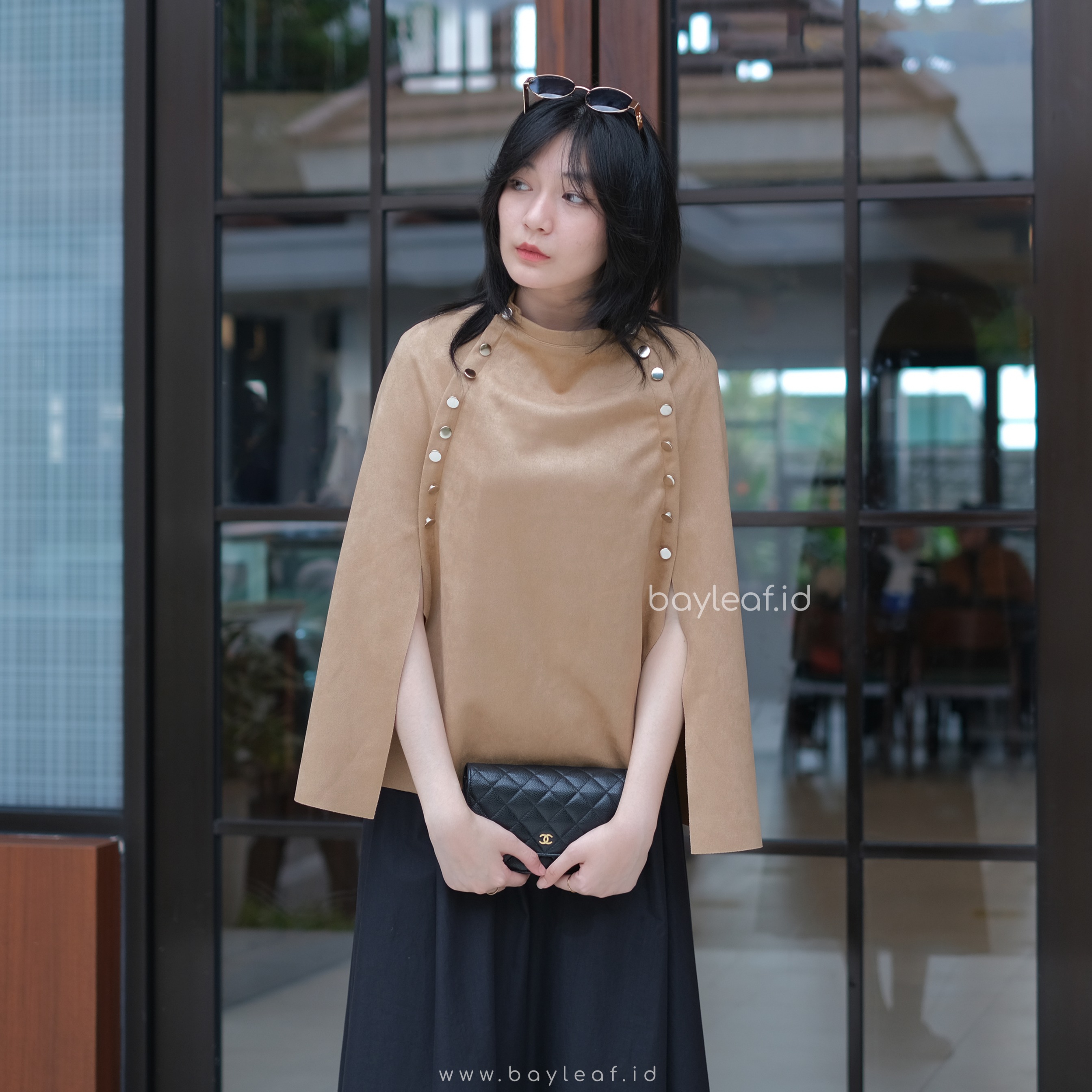 Jade Cape Top Suede Outer Wanita Premium