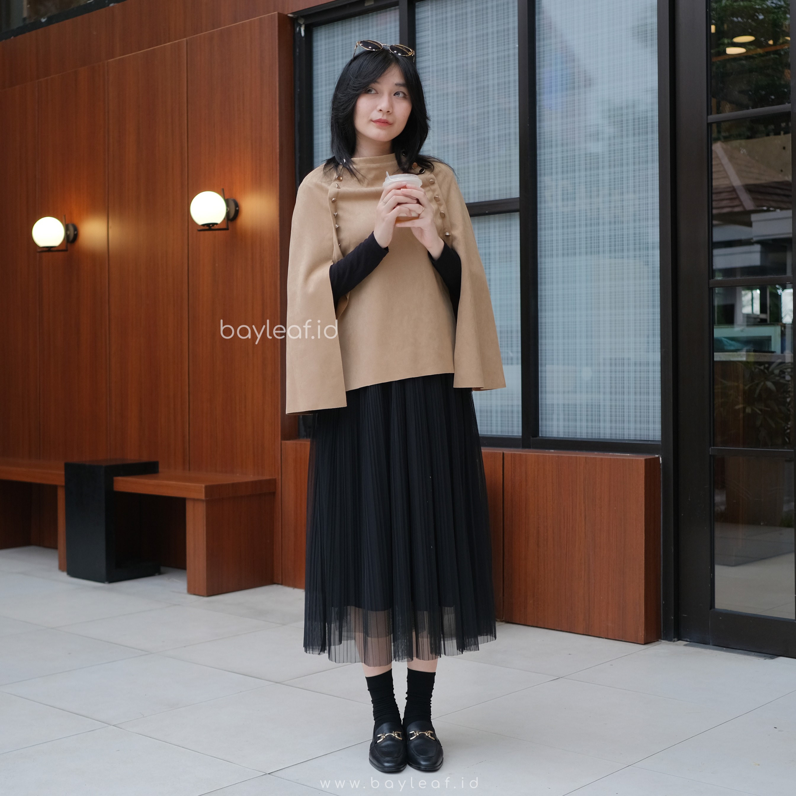 Jade Cape Top Suede Outer Wanita Premium