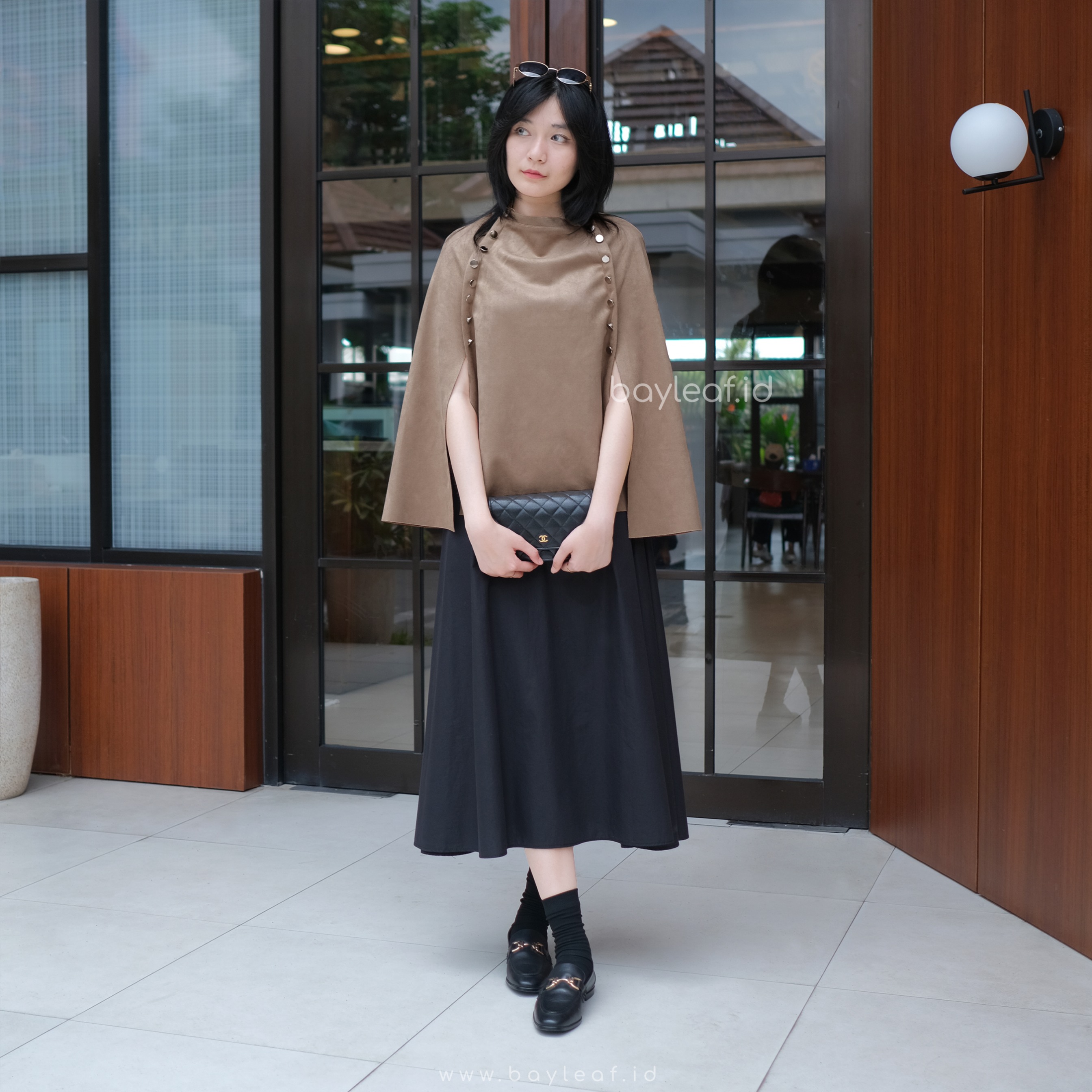 Jade Cape Top Suede Outer Wanita Premium