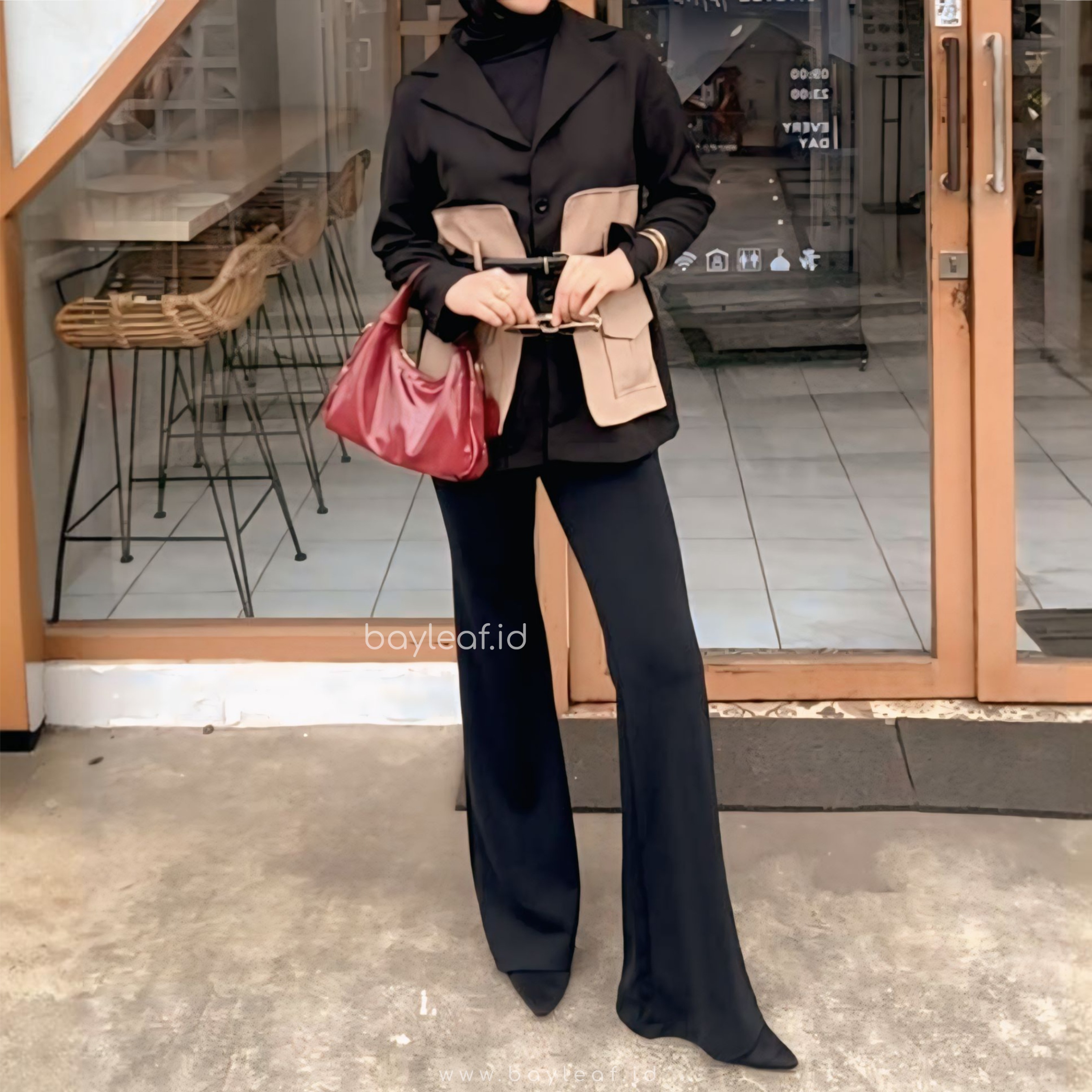 Lizza Basic Scuba Pants | Celana Highwaist Cutbray Wanita