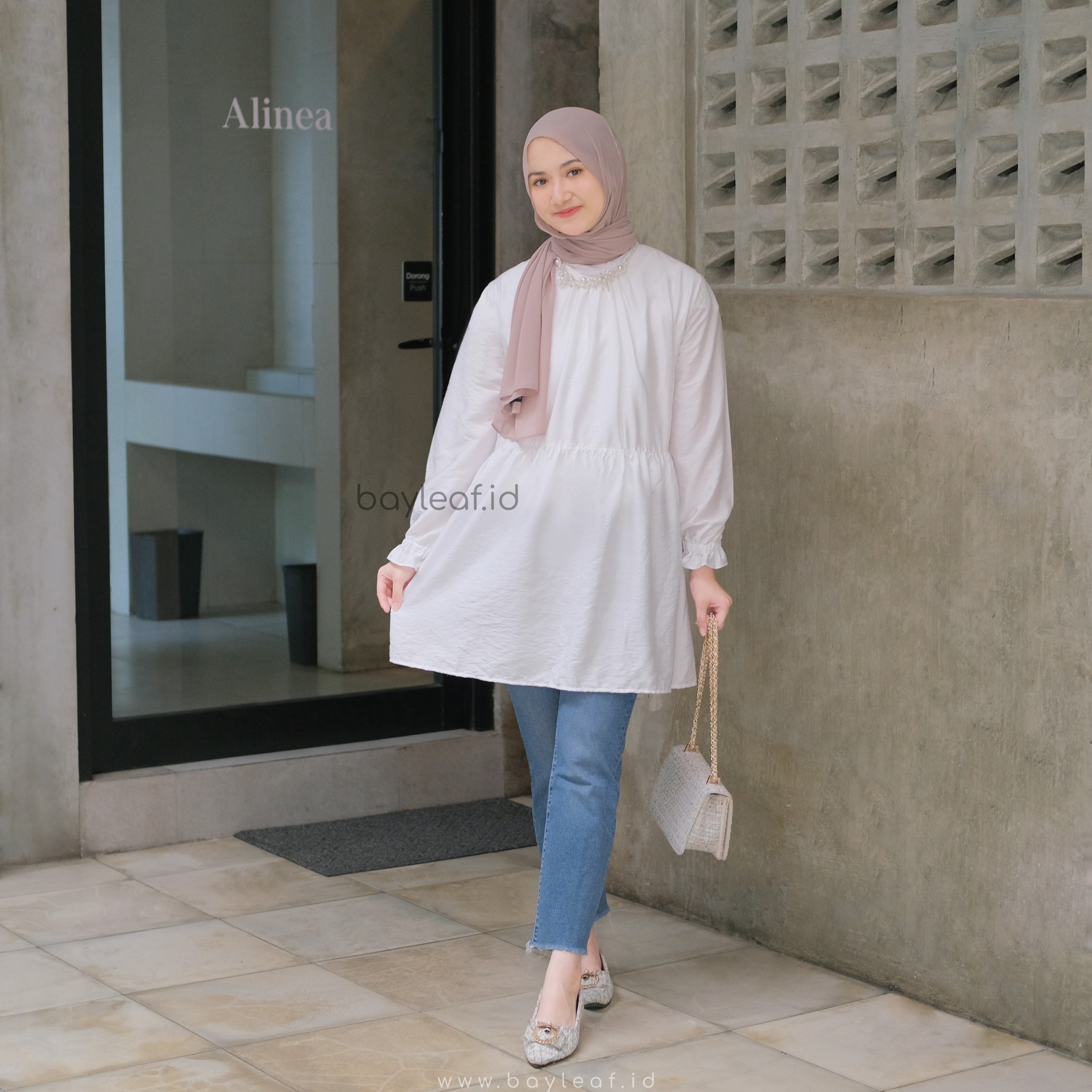 Fiolyne Ruffle Plain Blouse Linen