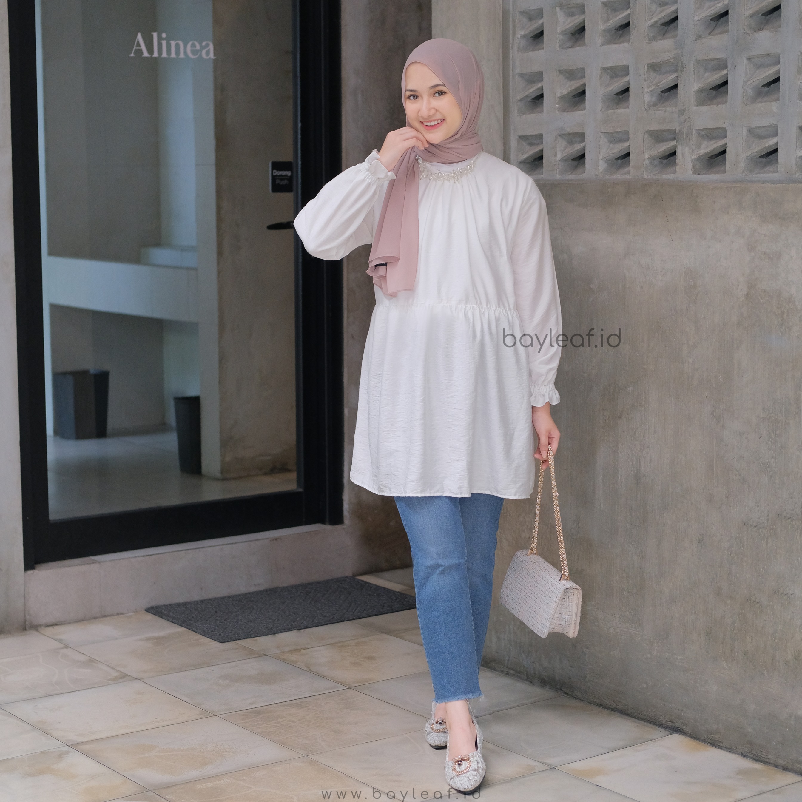 Fiolyne Ruffle Plain Blouse Linen