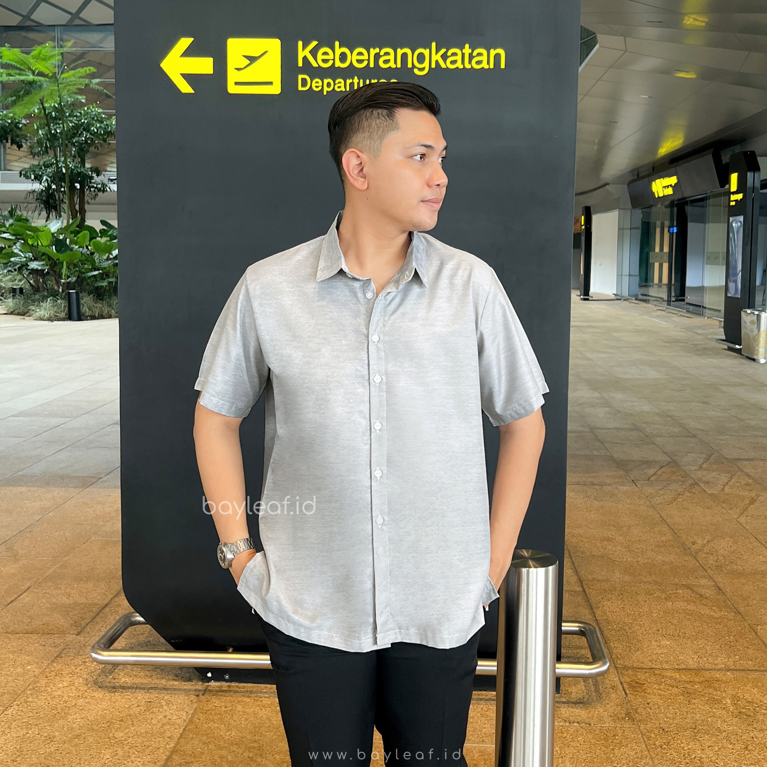 Prisia Alsean Atasan Kemeja Pria Lengan Pendek