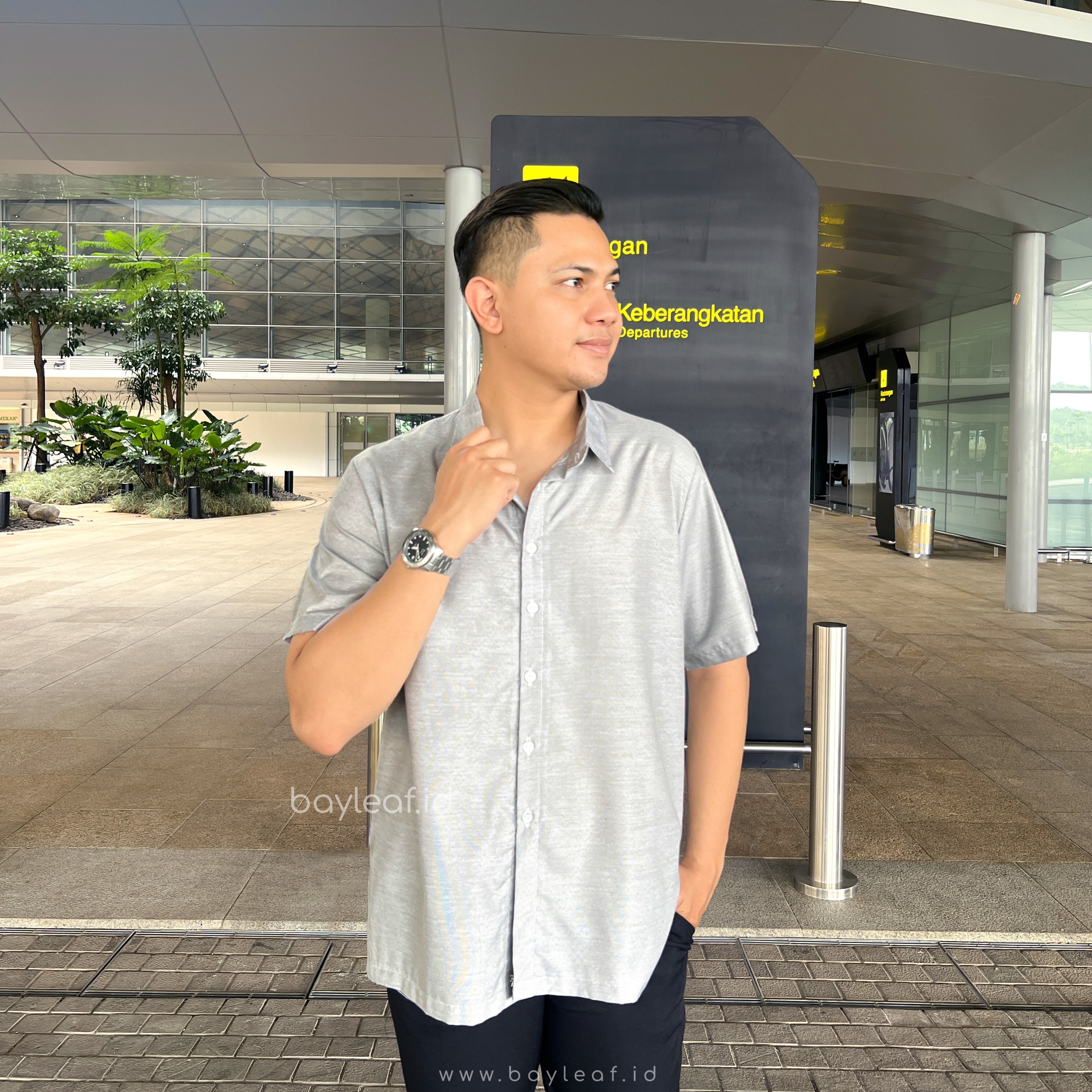 Prisia Alsean Atasan Kemeja Pria Lengan Pendek
