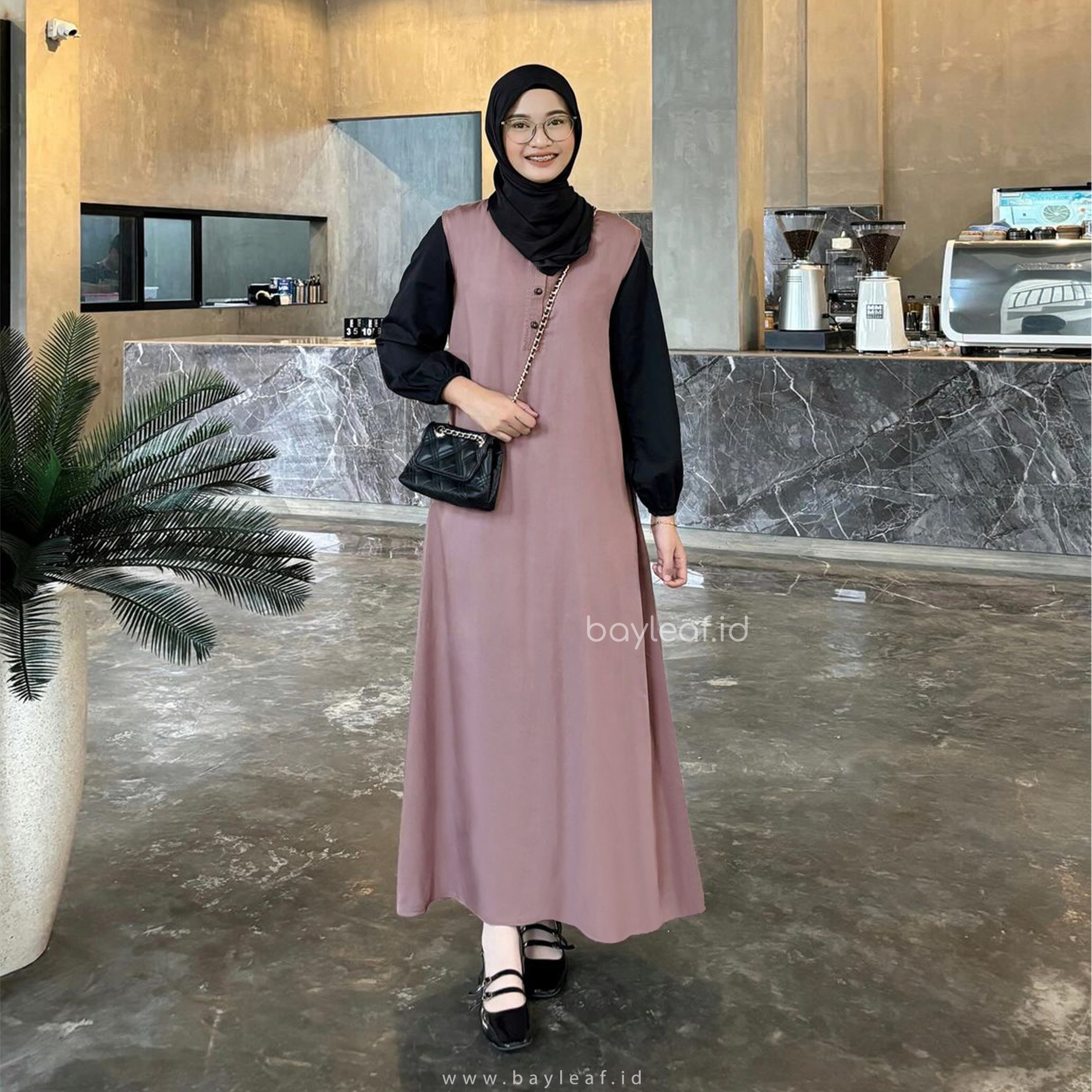 Aera Inner Dress Button Maxi Tanpa Lengan