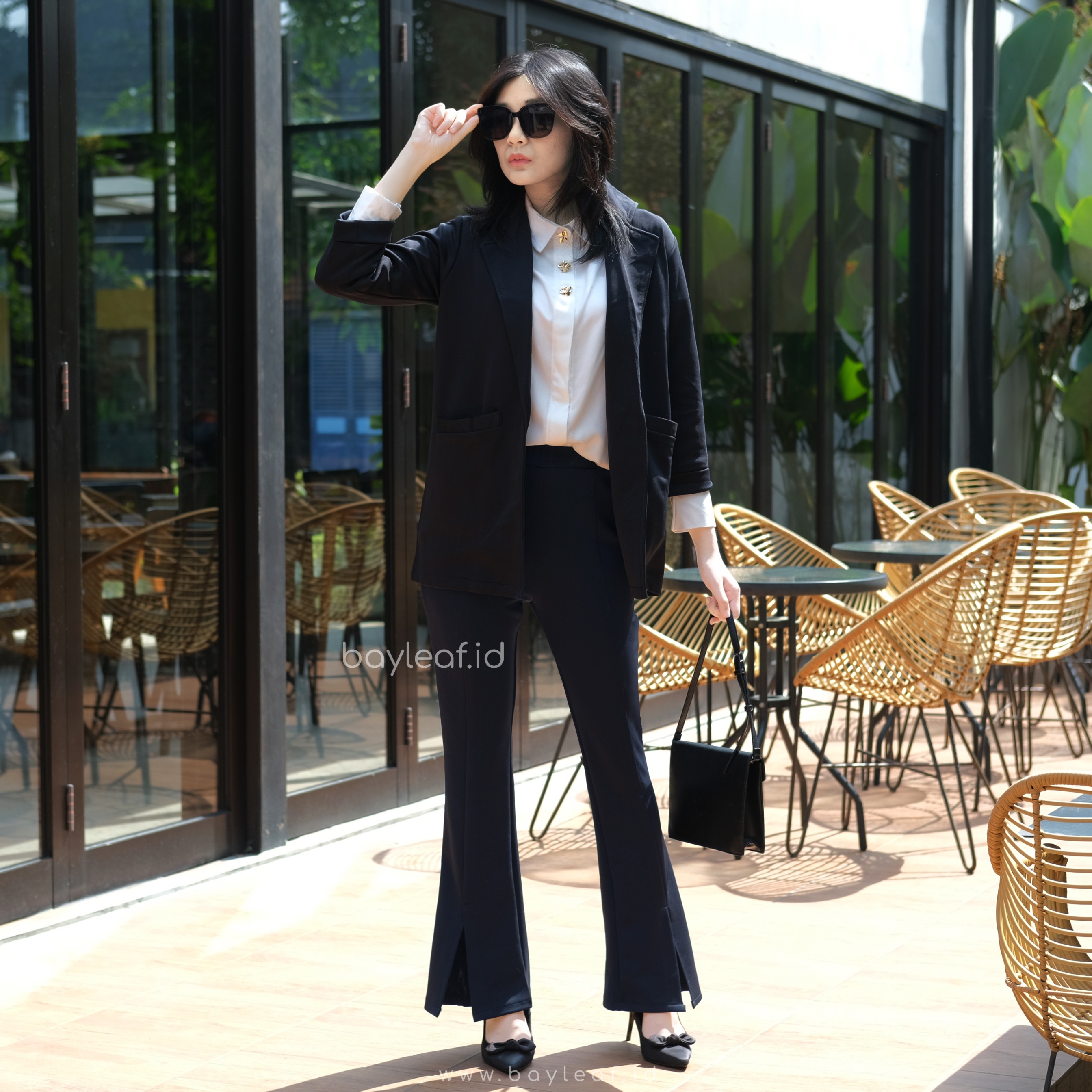 Joya Scuba Pants | Celana Highwaist Cutbray Belah Depan