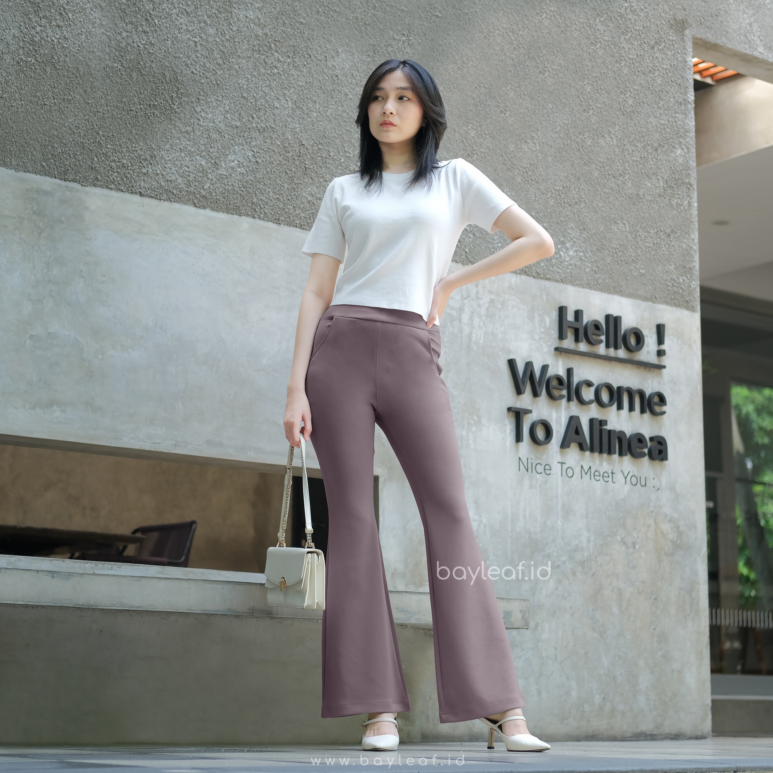Lizza Basic Scuba Pants | Celana Highwaist Cutbray Wanita