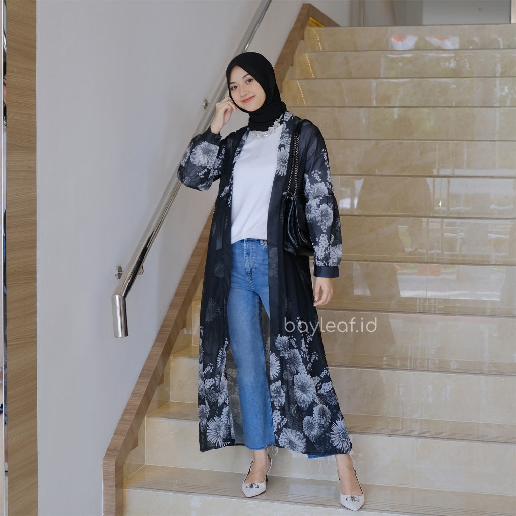 Mauren Claudy Floral Outer / Outer Panjang Wanita Motif Bunga