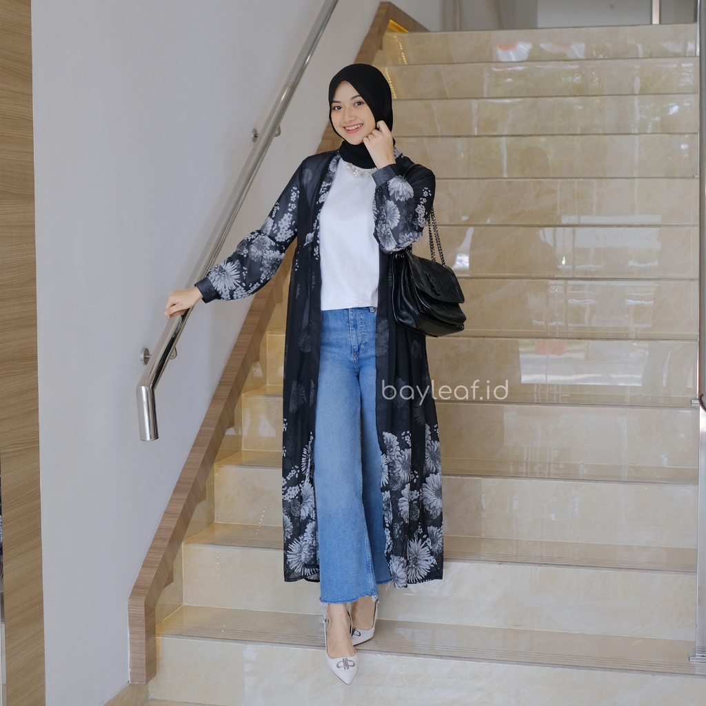 Mauren Claudy Floral Outer / Outer Panjang Wanita Motif Bunga