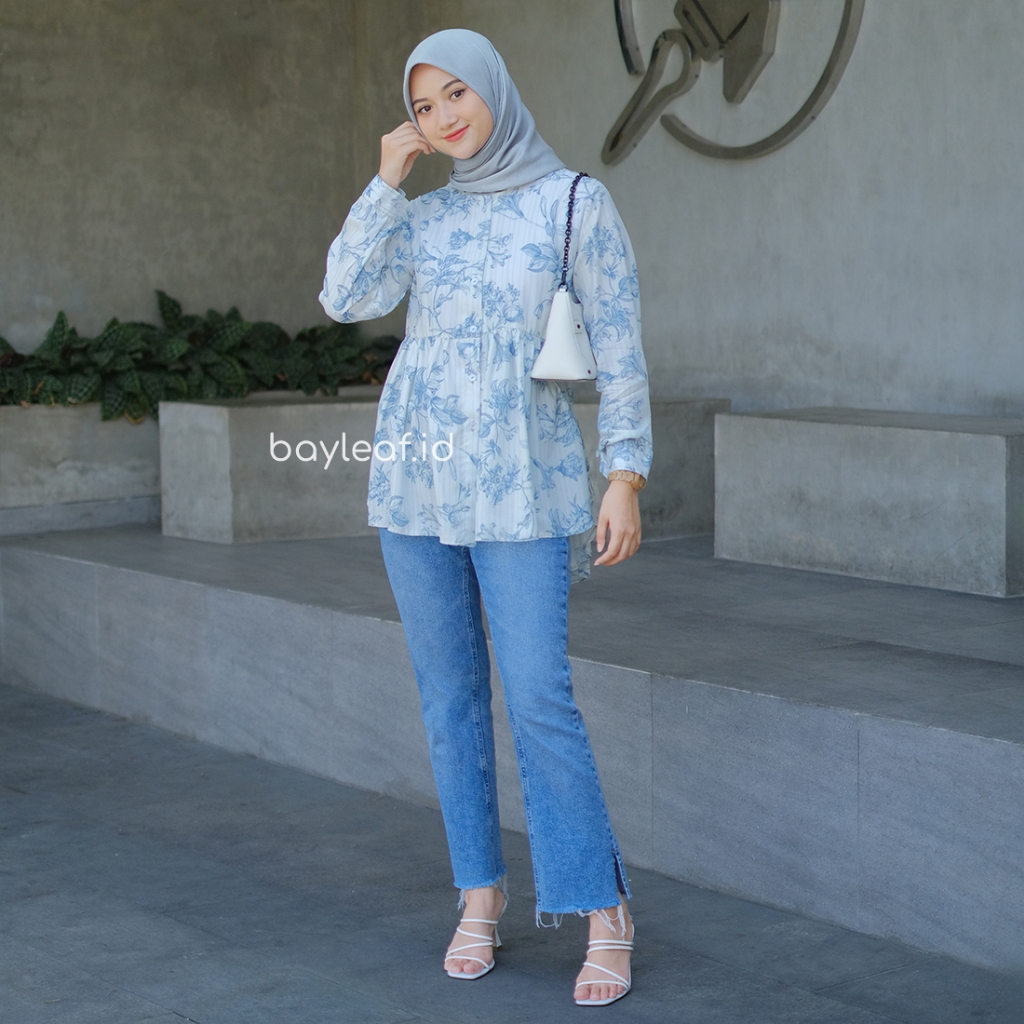 Rona Blouse Motif Wanita | Blouse Rayon Wanita Lengan Panjang