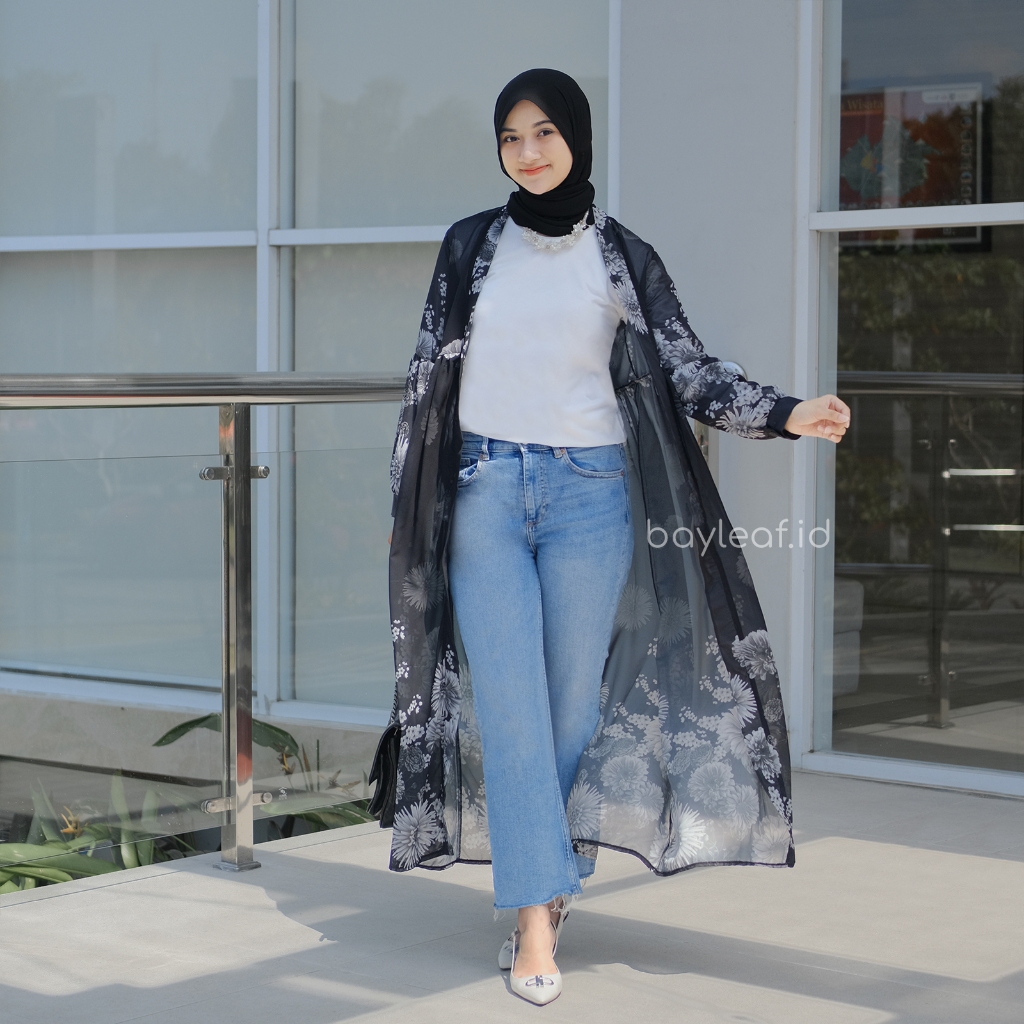 Mauren Claudy Floral Outer / Outer Panjang Wanita Motif Bunga