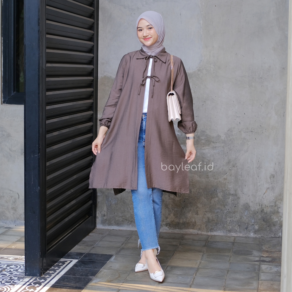 Sellen Outer Linen Casual with Tali Pita Depan Lucu