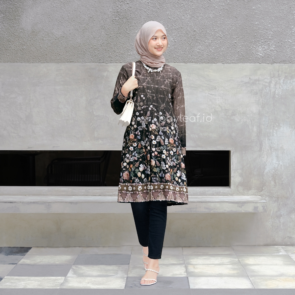Aster Ellen Tunik Motif Bunga | Midi Dress Motif Bunga