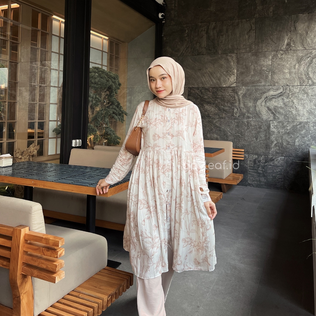 Rona Tunik Rayon Motif Wanita Lengan Panjang