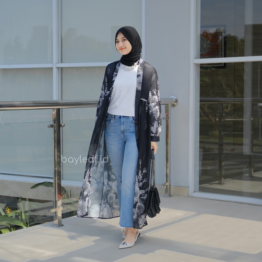 Mauren Claudy Floral Outer / Outer Panjang Wanita Motif Bunga