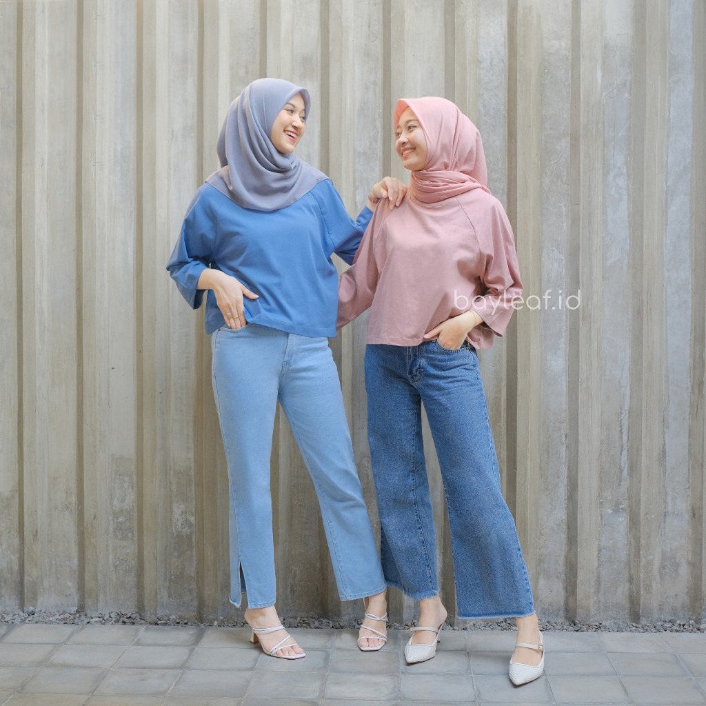 Fuji Blouse Atasan Kaos Oversize Croptop Polos