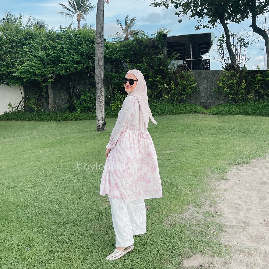 Rona Tunik Rayon Motif Wanita Lengan Panjang