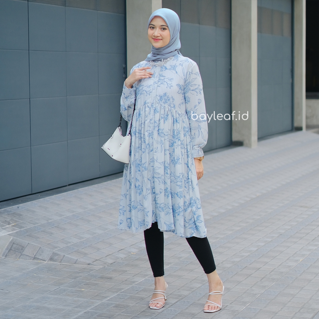 Rona Tunik Rayon Motif Wanita Lengan Panjang