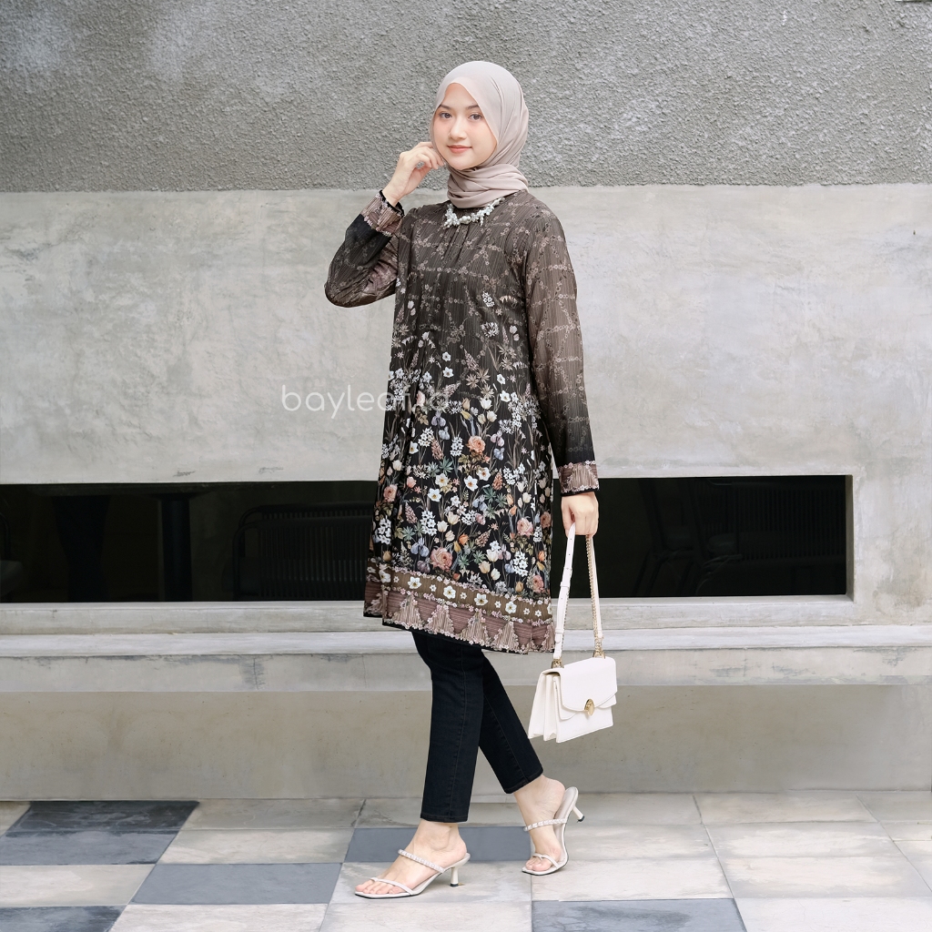 Aster Ellen Tunik Motif Bunga | Midi Dress Motif Bunga