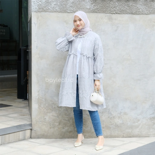 Image of Denaya Long Outer Brokat Bordir Premium