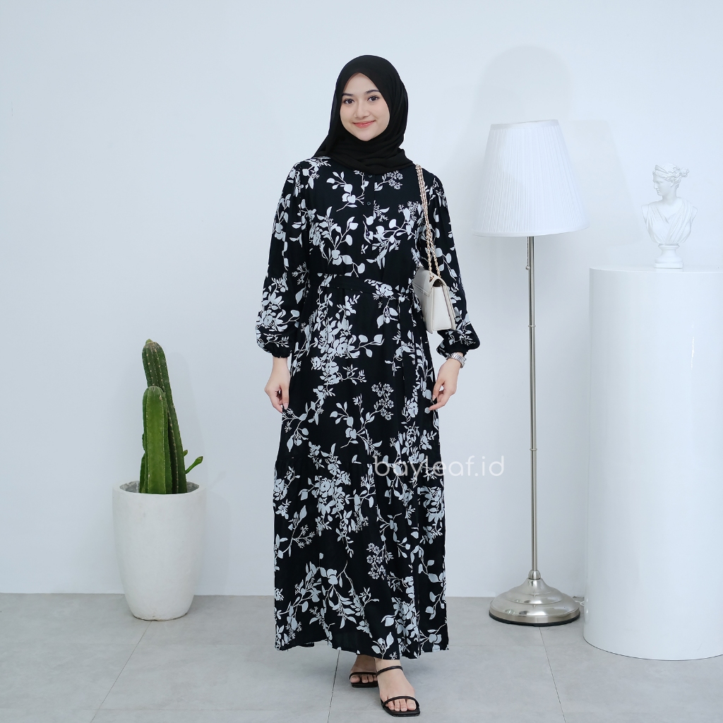 Flora Maxi Dress Motif Elegan Wanita Bahan Rayon