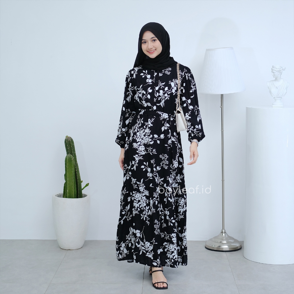 Flora Maxi Dress Motif Elegan Wanita Bahan Rayon