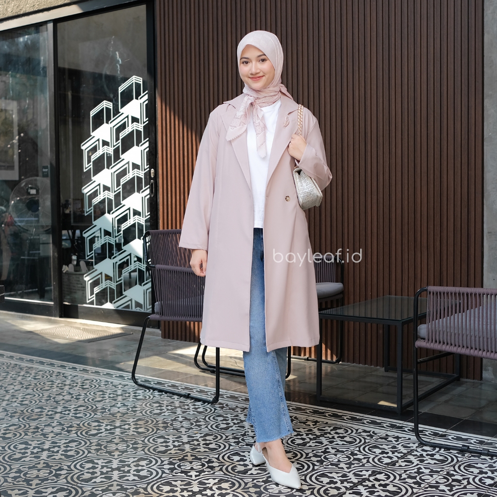 Violet Long Coat Fine Woll Material | Long Outer Basic Wanita