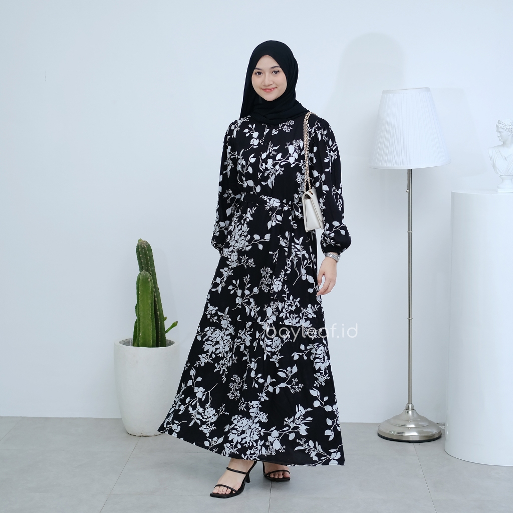 Flora Maxi Dress Motif Elegan Wanita Bahan Rayon