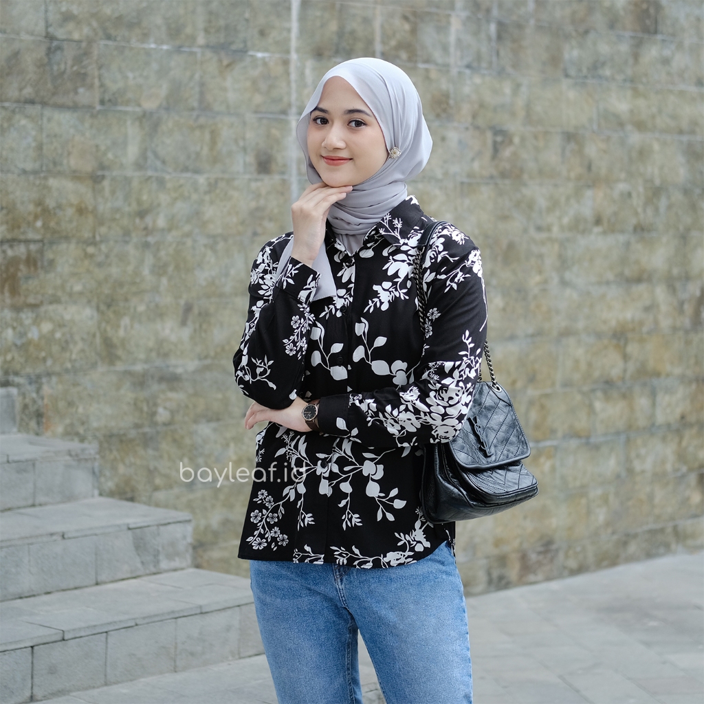 Flora Shirt Motif | Kemeja Atasan Wanita Rayon