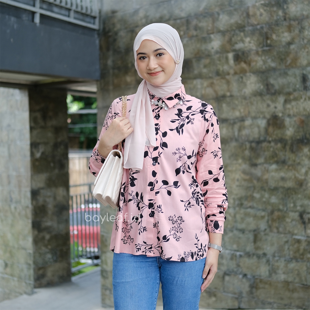 Flora Shirt Motif | Kemeja Atasan Wanita Rayon