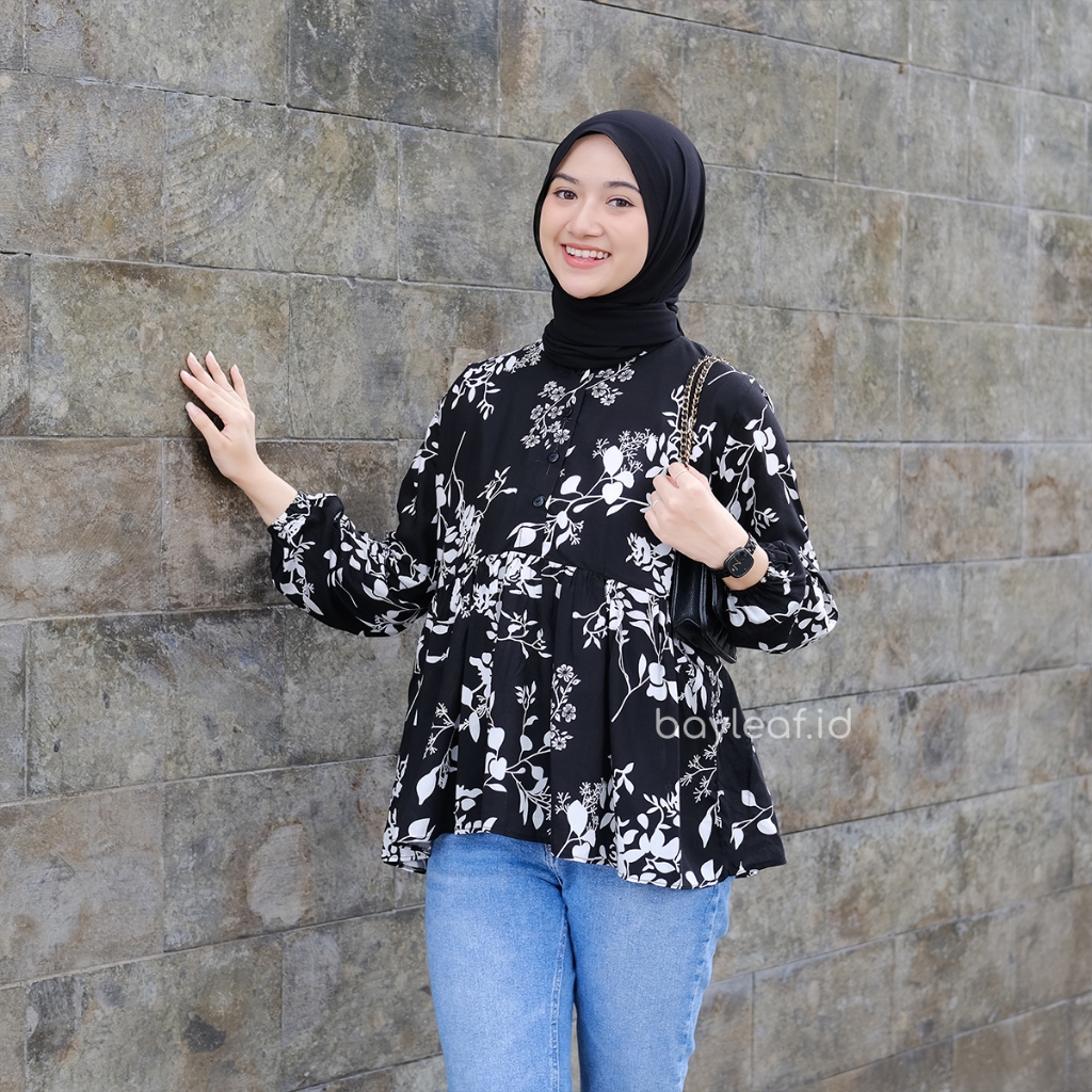 Flora Blouse Motif | Blouse Atasan Wanita Rayon