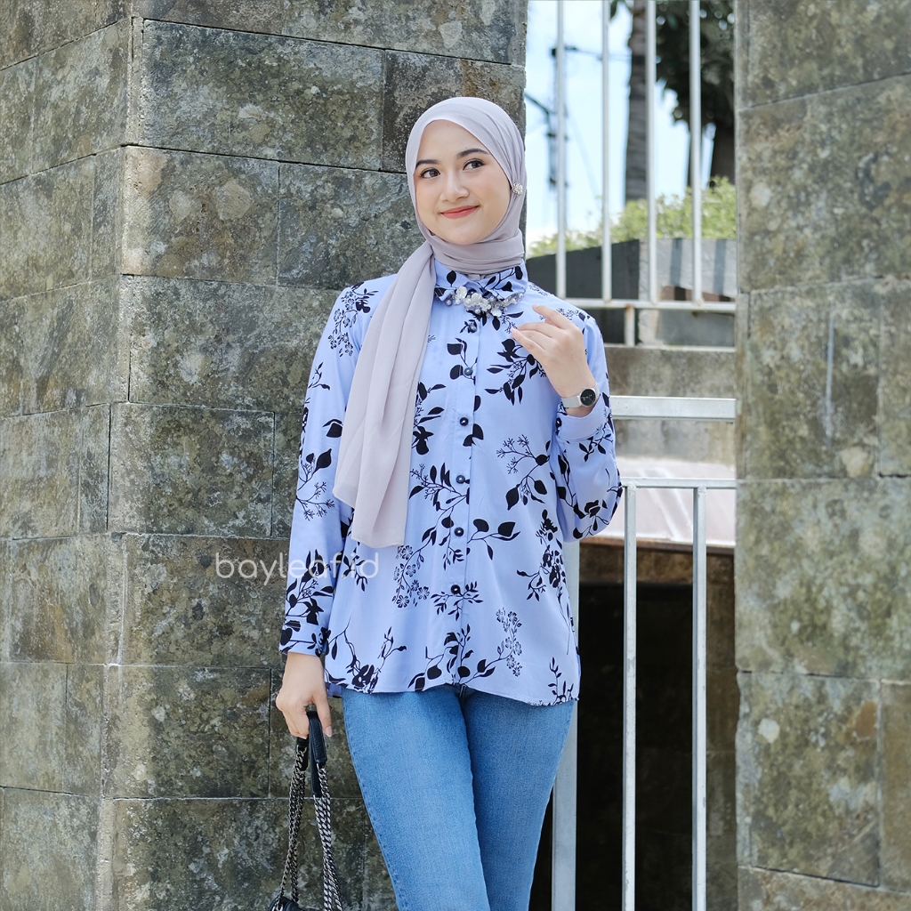 Flora Shirt Motif | Kemeja Atasan Wanita Rayon