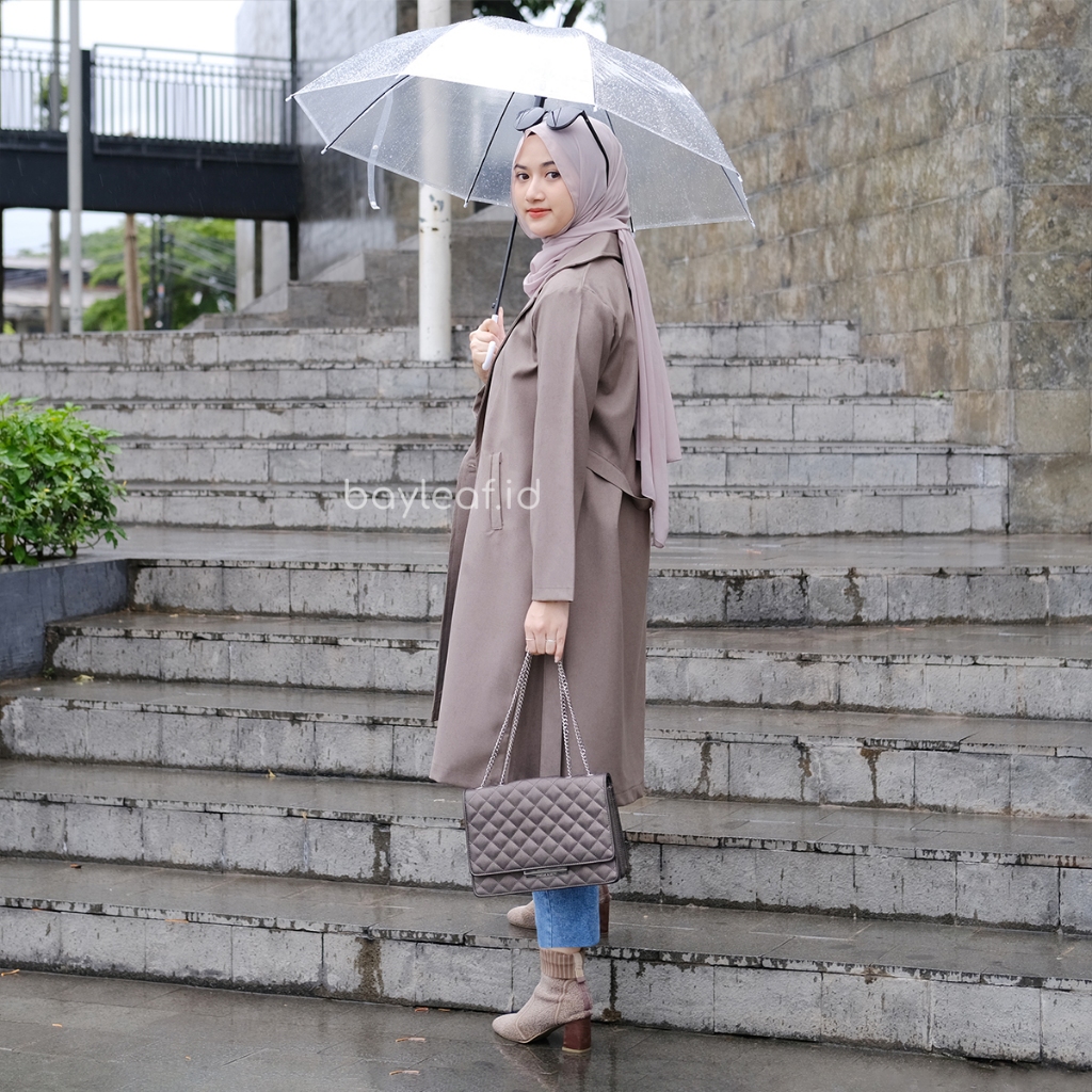 Violet Long Coat Fine Woll Material | Long Outer Basic Wanita