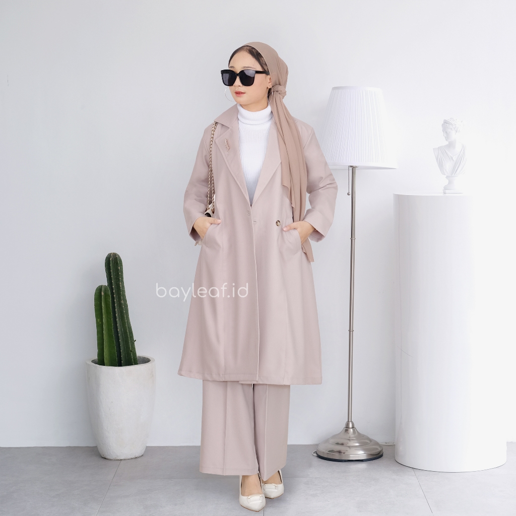 Violet Long Coat Fine Woll Material | Long Outer Basic Wanita