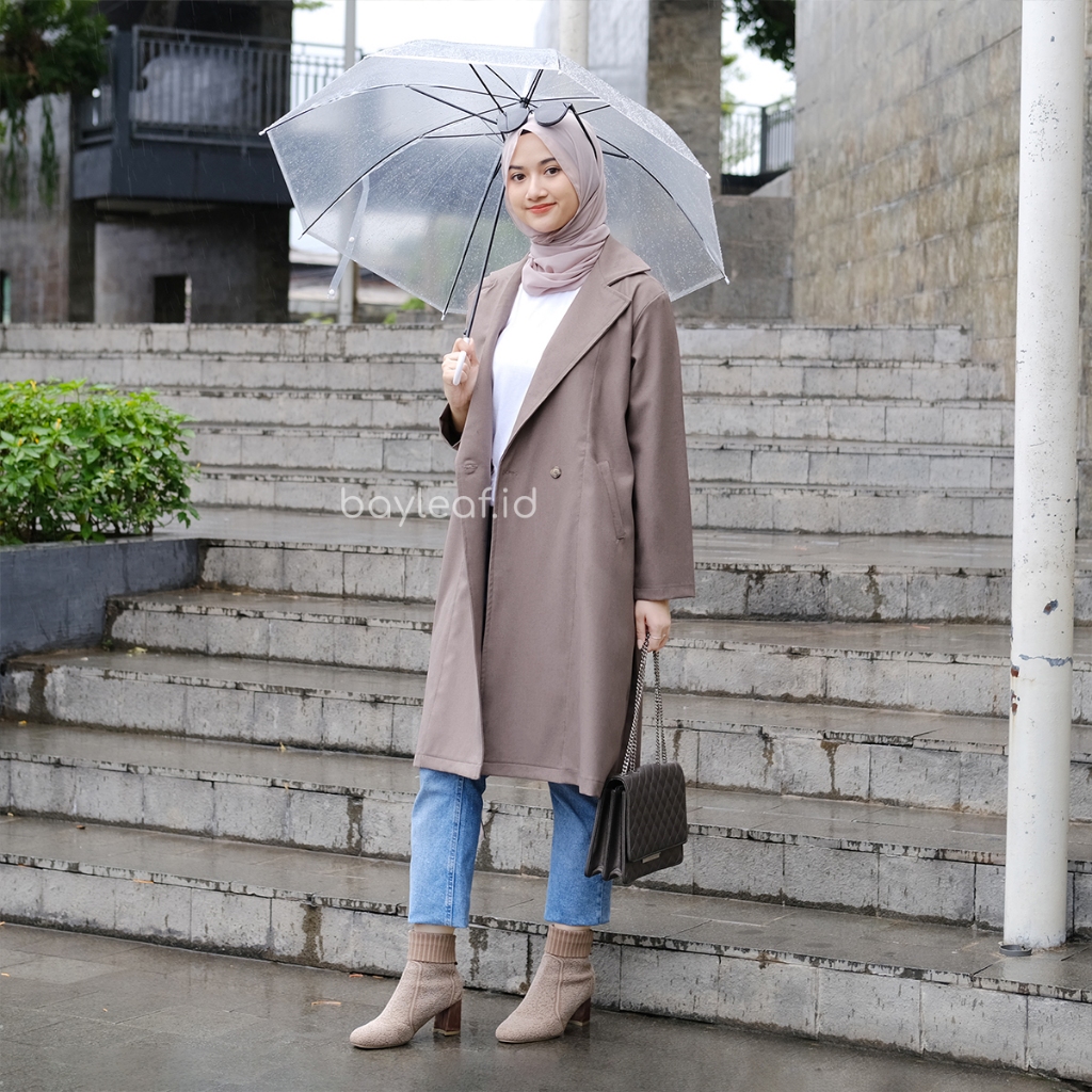 Violet Long Coat Fine Woll Material | Long Outer Basic Wanita