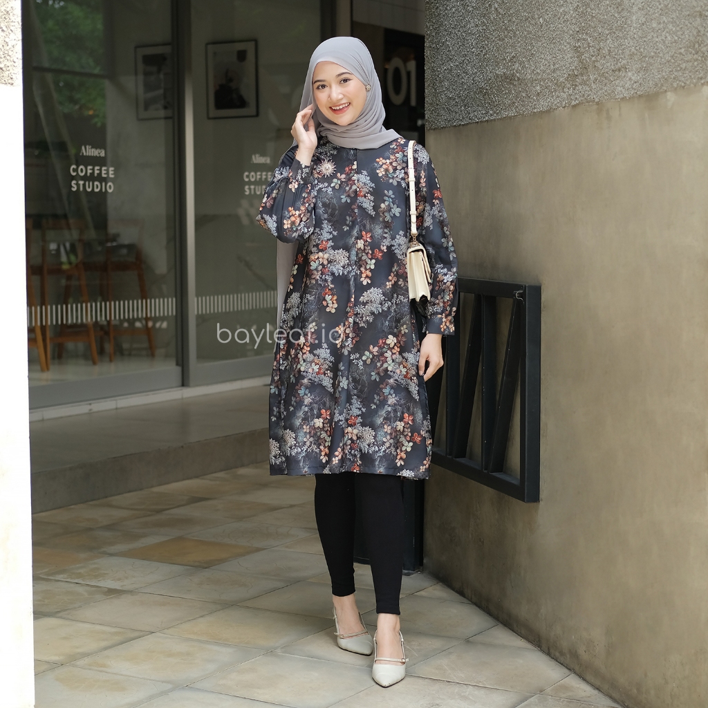Mahira Tunik Motif Bunga Wanita