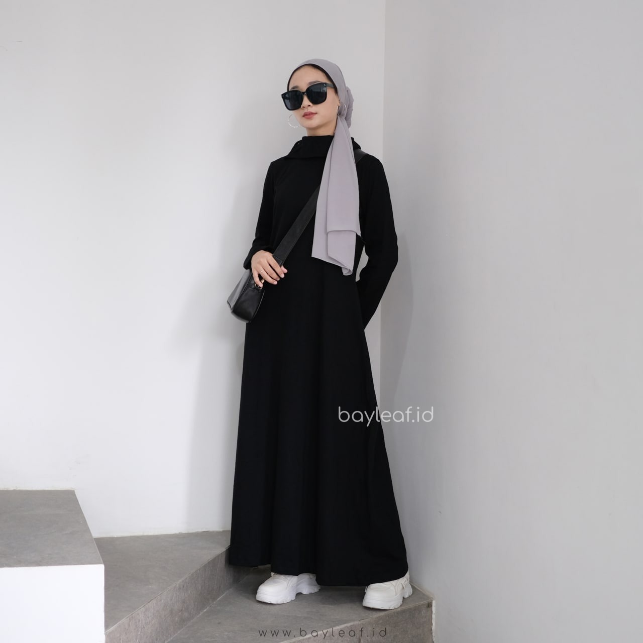 Gina Inner Maxi Dress Katun Lengan Panjang Basic