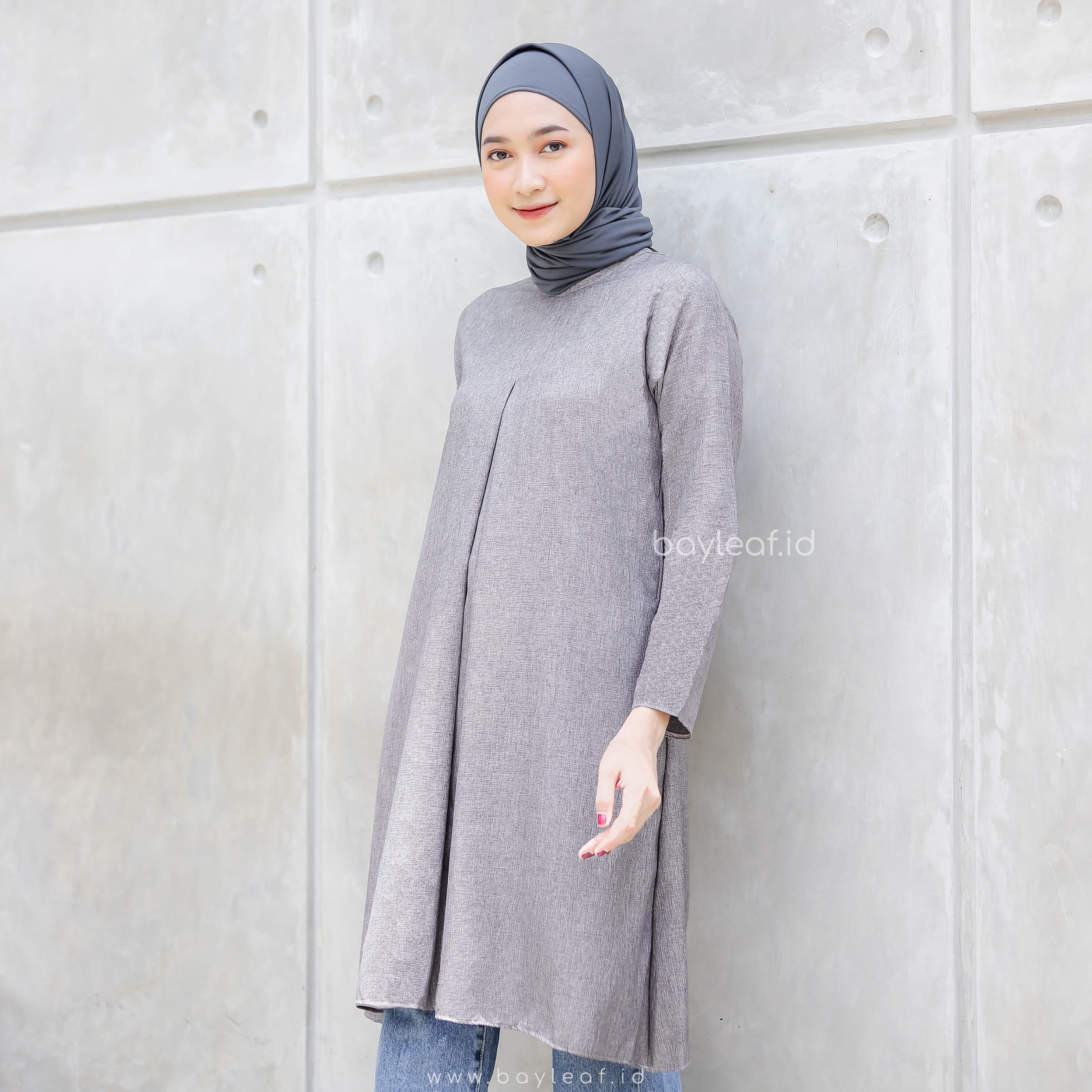 Ellen Basic Tunik Elegan Lengan Panjang Bahan Katun