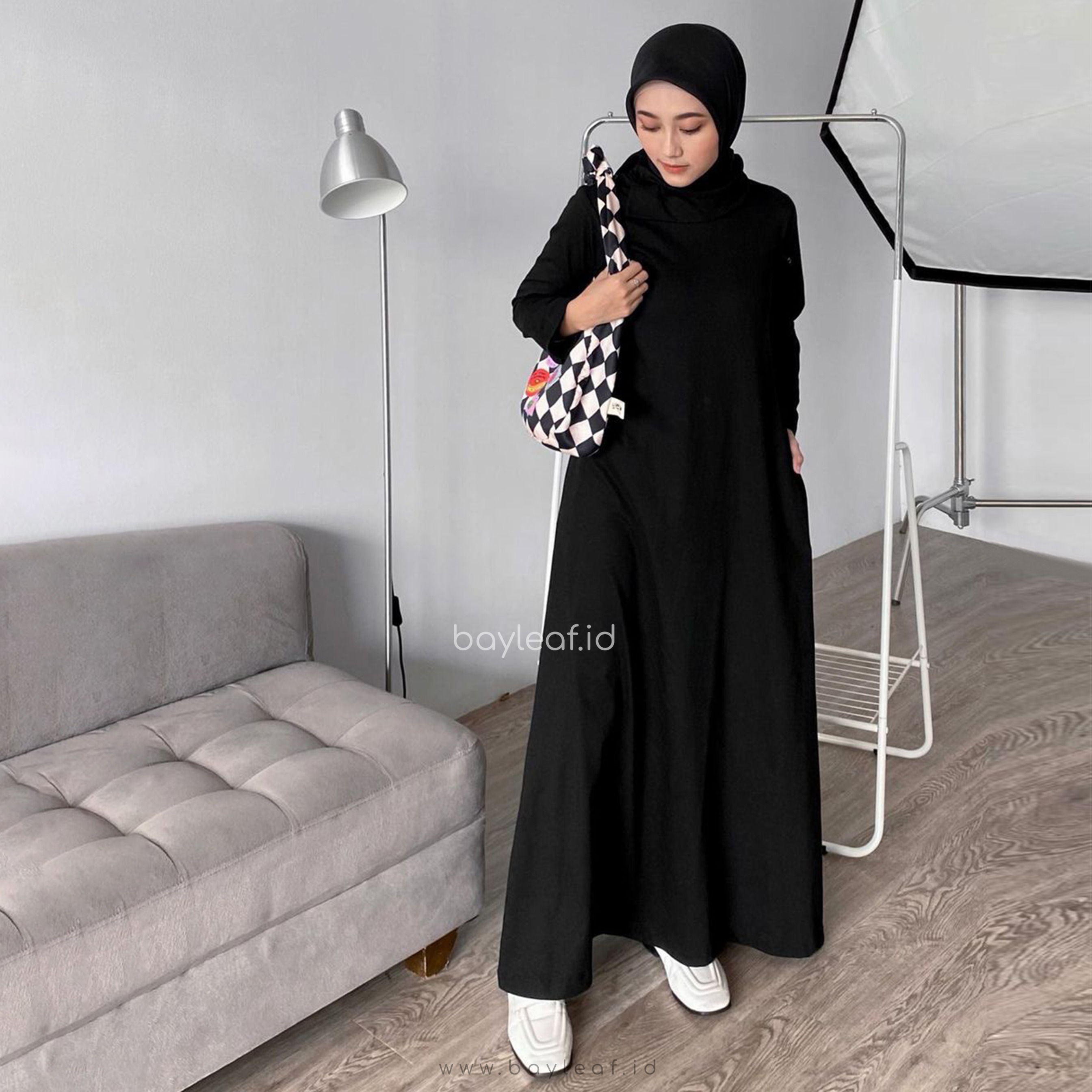Gina Inner Maxi Dress Katun Lengan Panjang Basic