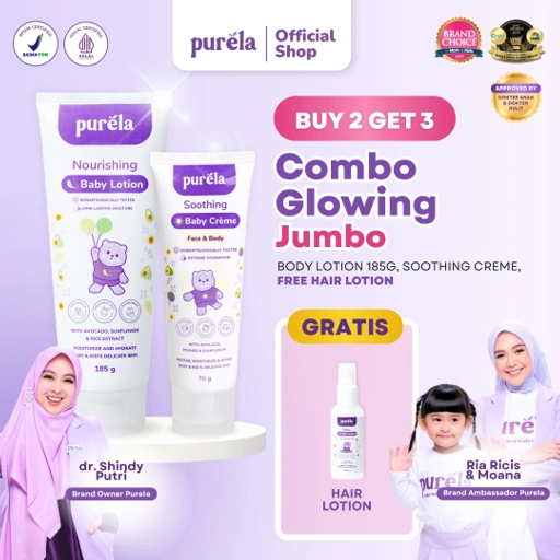 Image of [BUY 2 GET 3] Combo Glowing Jumbo [+FREE HAIR LOTION] Membantu mencerahkan (glowing) dan Perawatan Masalah Kulit Ruam, Ruam Popok, Sensitif, Luka pada Kulit Anak dan Bayi , Beruntusan - Dermatologist Tested - Cocok Untuk Kulit Sensitif