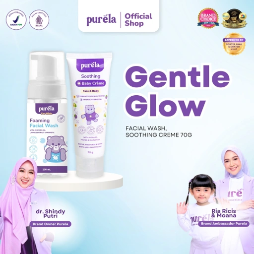 Image of [Official] PURELA GENTLE GLOW - [FREE GOODNITE OIL] Skincare untuk bayi dan anak Mencerahkan Membersihkan Kulit Wajah - Aman untuk kulit sensitif - Dermatologically tested