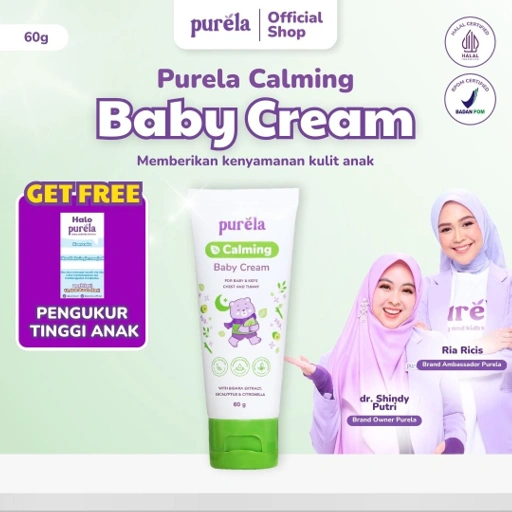 Image of PURELA Calming Baby Cream 60gr - Natural Active Ingredients - No Parfum, SLS, Paraben - Memberikan Kenyamanan, Melindungi serta Merawat Kulit si Kecil Bayi Sensitif