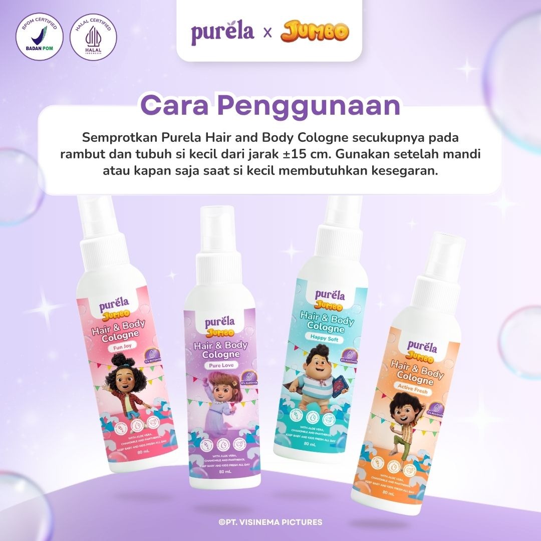 Purela Baby Bundle Cologne - Parfum Anak Purela x Jumbo Film - 0% alcohol non iritan wangi premium tahan sampai 5 jam +