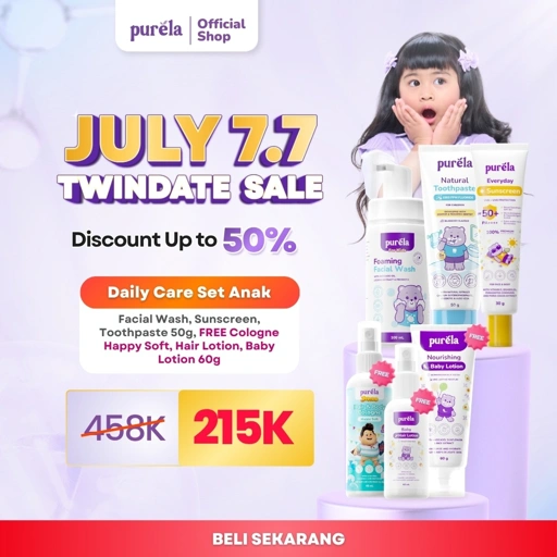 [BUY 3 GET 6] PURELA Daily Care Set Anak – Face Wash + Lotion + Sunscreen + Toothpaste + Cologne Mery