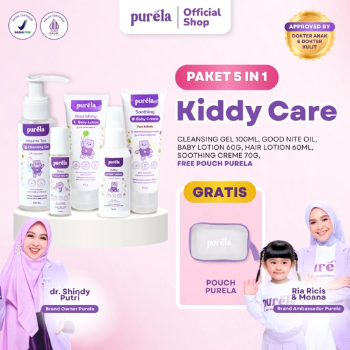 Image of PURELA Paket 5in1 Kiddy Care Free Pouch, and Prevents Irritation- Skincare Anak Set- Alami & Organik