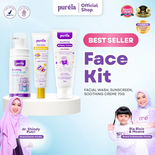 Image of [Official] Purela Face KIT - Skincare untuk  Perawatan Membersihkan, Mencerahkan & Melembabkan Kulit Wajah Anak dan Bayi - Cocok untuk kulit sensitif